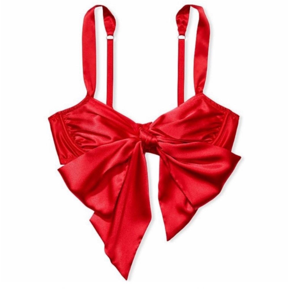 Victorias Secret Satin Red Bow Bra